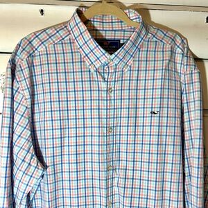 Vineyard Vines Casual Plaid Shirt - Blue and Pink